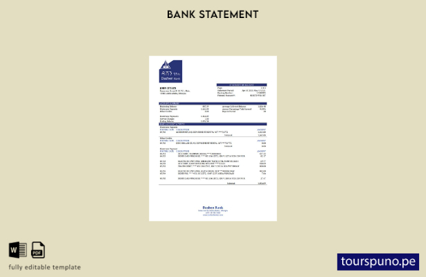 listo para imprimir plantilla de word   extracto bancario de Dashen de Etiopía